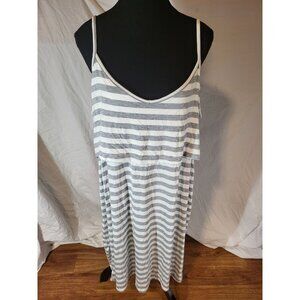 NWT Old Navy Dizr XL Maternity Gray & White Stripe Sun Dress